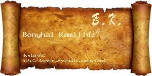 Bonyhai Kamilló névjegykártya